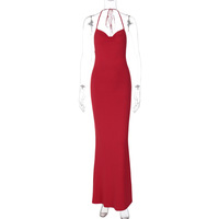 sexy hollow out backless hanging neck long dress for women - Thumbnail 7