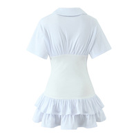 White dress with baby doll collar and black fungus with dropped shoulders and waist - Thumbnail 2