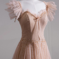 Shiny Tulle Sequins Long Prom Dress, Lovely A-Line Evening Party Dress - Thumbnail 2