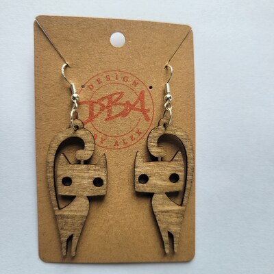 Cat earring wood laser cut