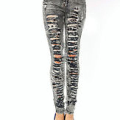 Stevie high waisted grey distressed denim jean