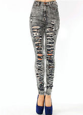 Stevie high waisted grey distressed denim jean