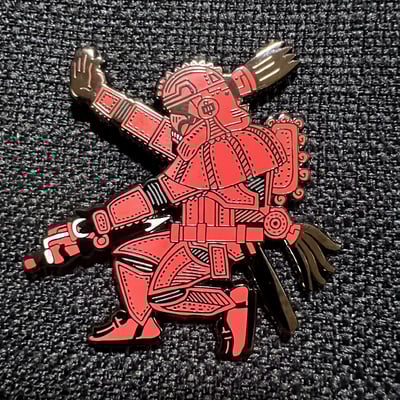 Red galaztec trooper 2" enamel pin