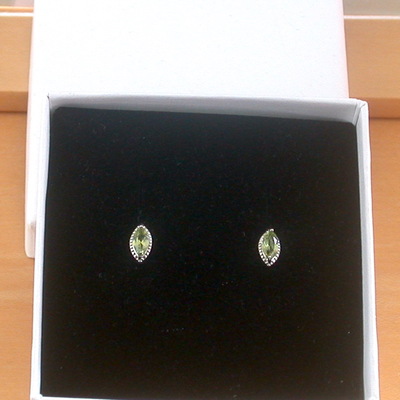 Boxed gift/sterling silver peridot marquise earrings/peridot stud earrings/peridot jewellery/peridot jewelry/gemstone earrings/peridot studs