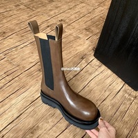 Genuine leather Chelsea boots thick sole martin medium boots 2 colors - Thumbnail 3