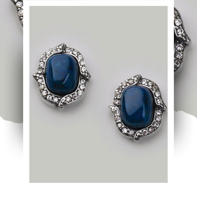 Stainless steel baroque lapis earring - final sale
