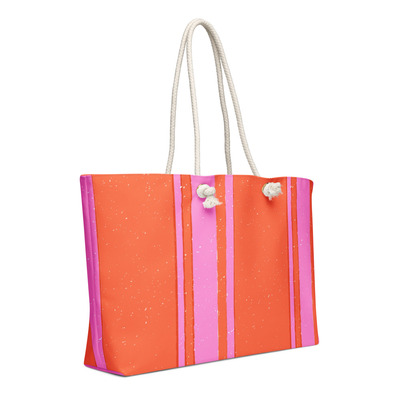 Pink & red retro preppy stripe print oversized weekender bag