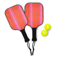 Red & Pink Retro Preppy Stripe Print Pickleball Paddles Paddle Set - Thumbnail 1