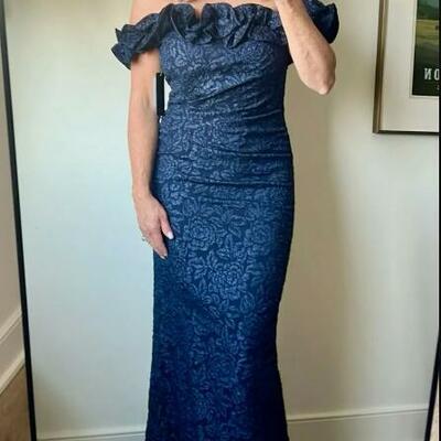 Navy blue sheath lace mother of the bride/ groom dresses formal evening dress