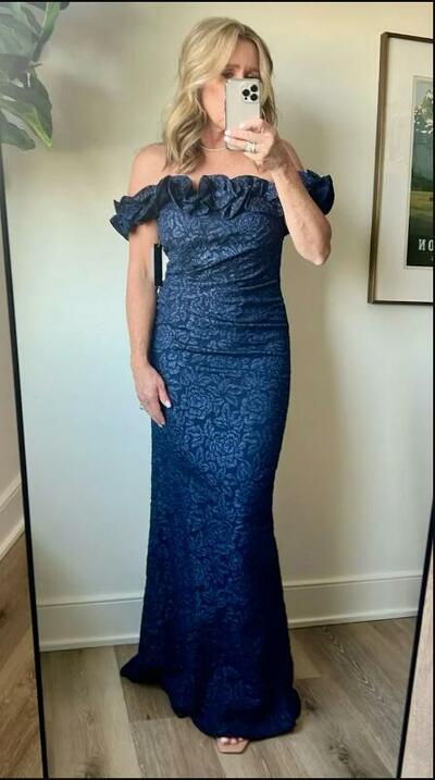 Navy Blue Sheath Lace Mother Of The Bride/ Groom Dresses Formal Evening Dress
