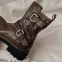Women's cowhide belt buckle martin boots 2 colors-2