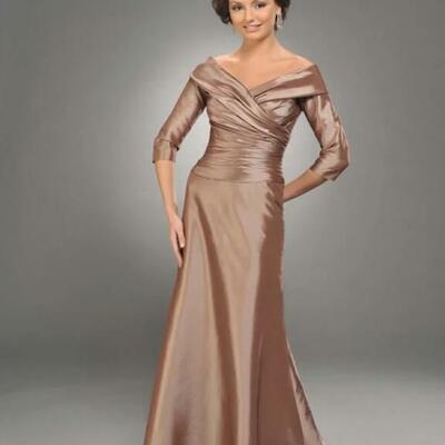 Brown sheath satin mother of the bride/ groom dresses formal evening dress