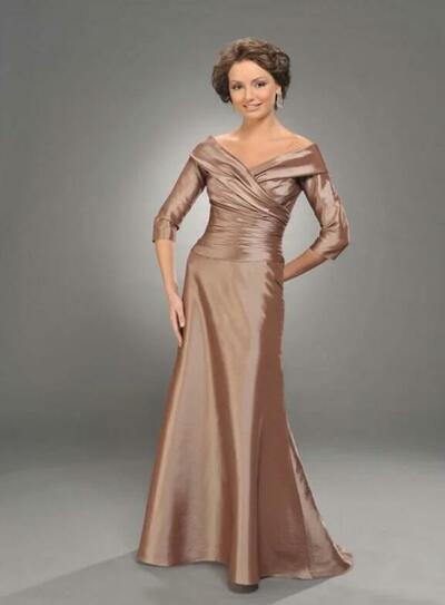 Brown Sheath Satin Mother Of The Bride/ Groom Dresses Formal Evening Dress