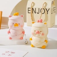 Chubby Pig Mug With Lid - Thumbnail 8