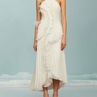 Women Elegant Neck Strap Ruffles Evening Gown Backless Party Dress - Thumbnail 5