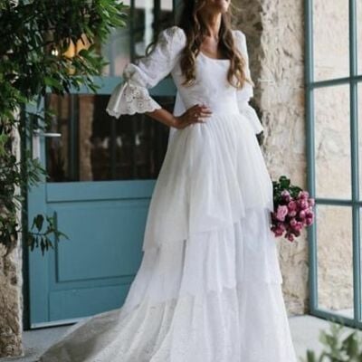 Lace a-line wedding dress, lace bridal dress bridal gown
