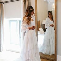 Lace A-line Wedding Dress, Lace Bridal Dress Bridal Gown - Thumbnail 1
