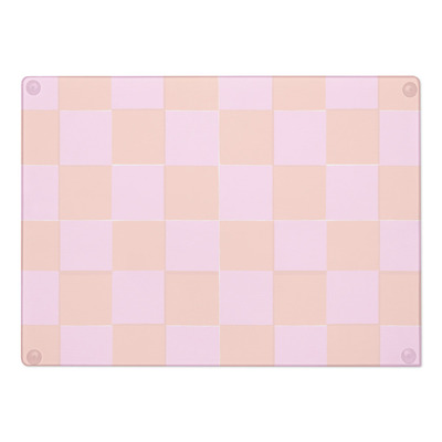 Pink& red checkered checkerboard print glass cutting board kitchen gift home decor 