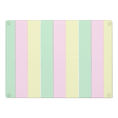 Pink yellow green preppy stripe print glass cutting board kitchen gifts home decor housewarming 