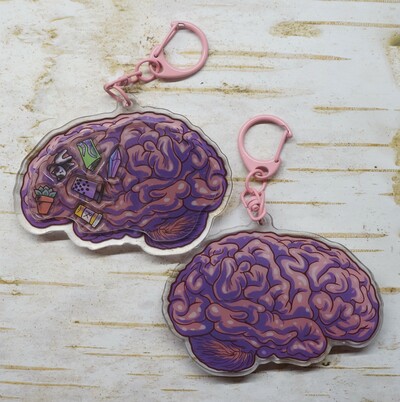 Girl Brain Shaker Charm keychain 