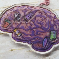 Girl Brain Shaker Charm keychain  - Thumbnail 1