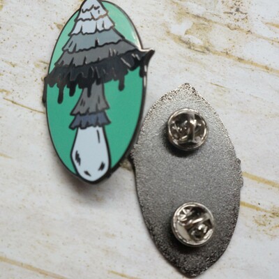 Inky cap mushroom, enamel pin