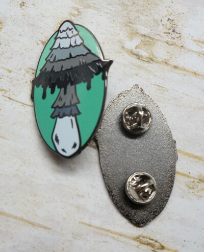 Inky Cap Mushroom, enamel pin