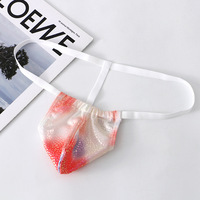 Mixed-color 3PK Men's Sexy Underwear Faux Leather Pouch Thong T-string Underpants KX026DK - Thumbnail 1