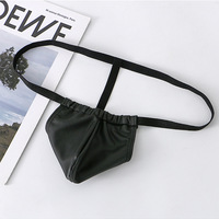 Mixed-color 3PK Men's Sexy Underwear Faux Leather Pouch Thong T-string Underpants KX026DK - Thumbnail 2