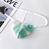 Mixed-color 3PK Men's Sexy Underwear Faux Leather Pouch Thong T-string Underpants KX026DK - Thumbnail 3