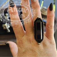 Obsidian Double Pointed Ring - Thumbnail 1