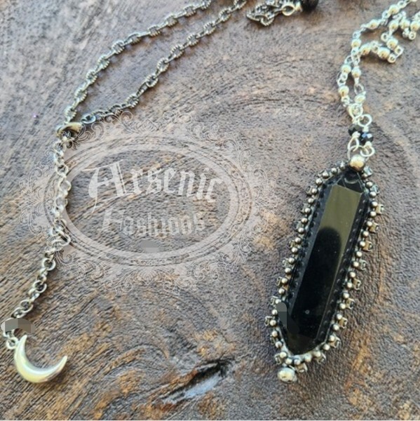 Obsidian Double Pointed Necklace