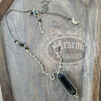 Obsidian Double Pointed Necklace - Thumbnail 1