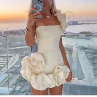 Women Elegant Floral One Shoulder Dress - Thumbnail 7