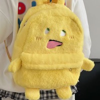 Funny Yellow Cartoon Plush Backpack - Thumbnail 4