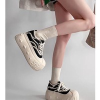 Retro Big Toe Platform Canvas Sneakers - Thumbnail 7