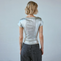 Siliver Metallic Cut out Heart Top - Thumbnail 4