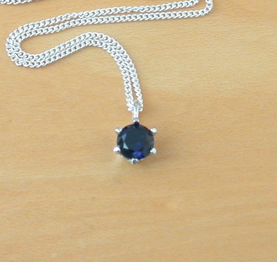 925 Sapphire (Lab Created) Pendant & 18" Chain/Sapphire Jewelry/Silver Sapphire Necklace/Sapphire Pendant/September Birthstone Jewellery/925 Necklace