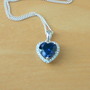 925 Sapphire (Lab Created)Heart Pendant & 18" Chain/925 Sapphire Necklace/Sapphire Jewellery/Sapphire Jewelry/September Birthstone Jewelry-4