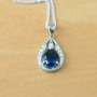 Sterling Silver Sapphire(Lab Created)Pendant &18" Chain/Sterling Silver Sapphire Necklace UK/Sapphire Jewellery/Sapphire Jewelry/September Birthstone-4