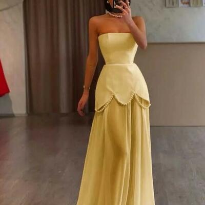 Yellow prom dresses sheath evening gowns formal party gowns