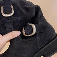 Retro metal buckle rubbed color martin boots genuine leather motorcycle boots 2 colors - Thumbnail 4