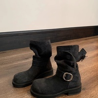 Retro metal buckle rubbed color martin boots genuine leather motorcycle boots 2 colors - Thumbnail 3