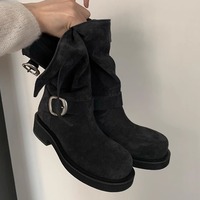 Retro metal buckle rubbed color martin boots genuine leather motorcycle boots 2 colors - Thumbnail 6