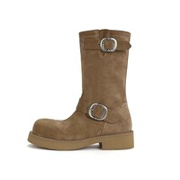 Retro metal buckle rubbed color martin boots genuine leather motorcycle boots 2 colors - Thumbnail 8