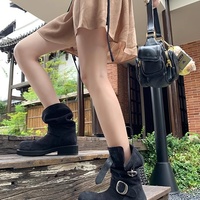 Retro metal buckle rubbed color martin boots genuine leather motorcycle boots 2 colors - Thumbnail 1