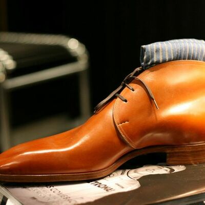 Handmade mens special style tan brown base chukka formal edition boot