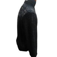 Black Snakeskin Bomber Leather Jacket - Thumbnail 1