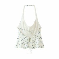 Sexy Backless Floral Print Halter Neck Tank Top - Thumbnail 1