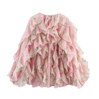 Fashionable and simple ruffled long-sleeved shirt - Thumbnail 4